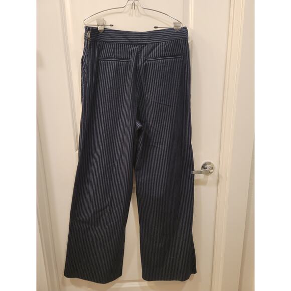 Frame Striped Cotton-Blend Corduroy Wide Leg Pants in Navy - Picture 3 of 8